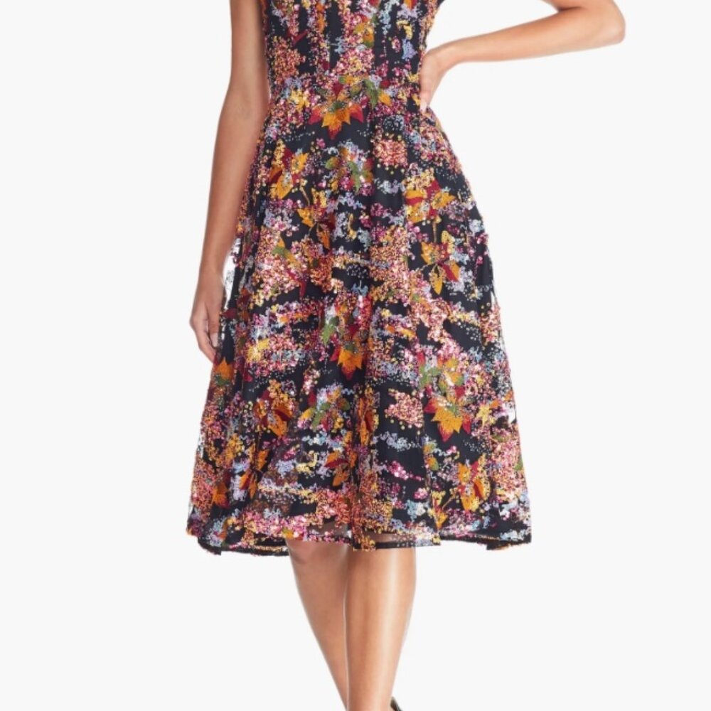 Dress The Population Elisa Embroidered Sequin Dress Medium Colorful Gown Sparkly